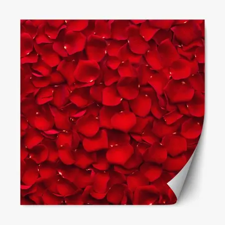 Adesivo riposizionabile mosaico di petali di rosa rossa • Wallissimo®