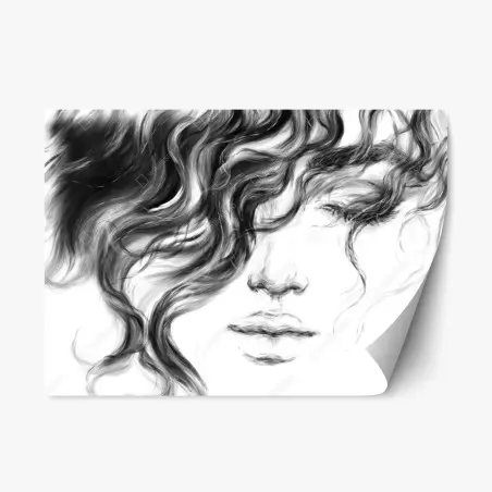 Adesivo riposizionabile ritratto etereo in bianco e nero • Wallissimo®