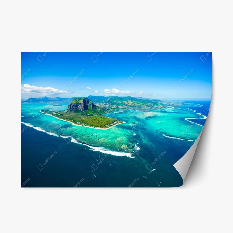 Adesivo riposizionabile paesaggio aereo di Le Morne Brabant, Mauritius