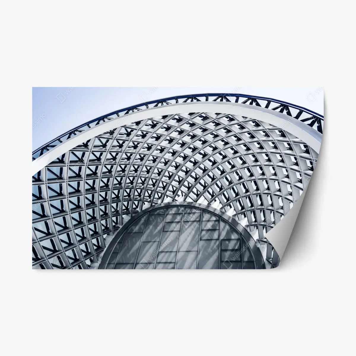 Adesivo riposizionabile cupola geometrica: struttura moderna in vetro e acciaio • Wallissimo®
