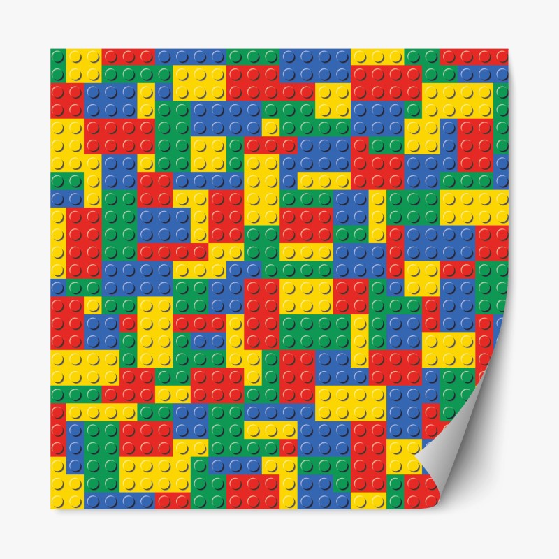 Adesivo riposizionabile motivo di mattoncini colorati per pareti