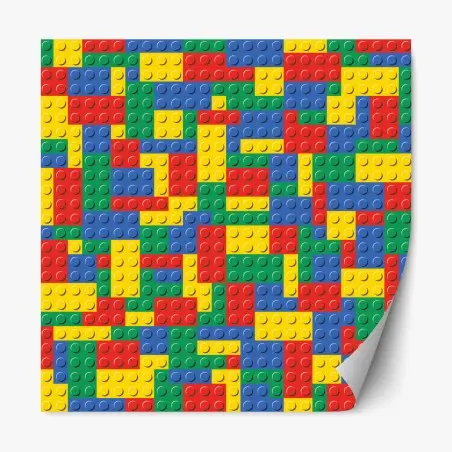 Adesivo riposizionabile motivo di mattoncini colorati per pareti • Wallissimo®