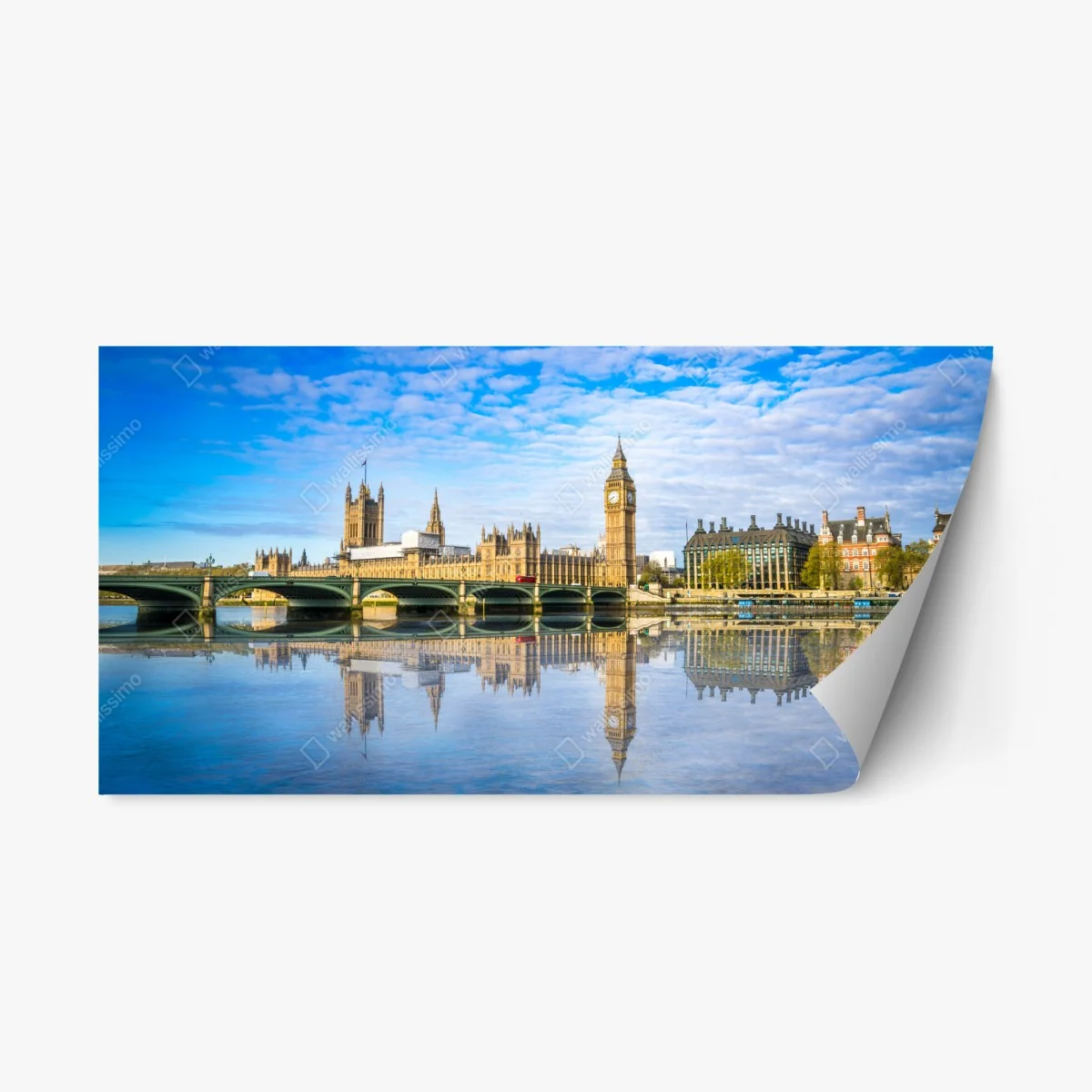 Adesivo riposizionabile panorama sul Tamigi con Big Ben e palazzo di Westminster • Wallissimo® Adesivo riposizionabile panorama sul Tamigi con Big Ben e palazzo di Westminster • Wallissimo®