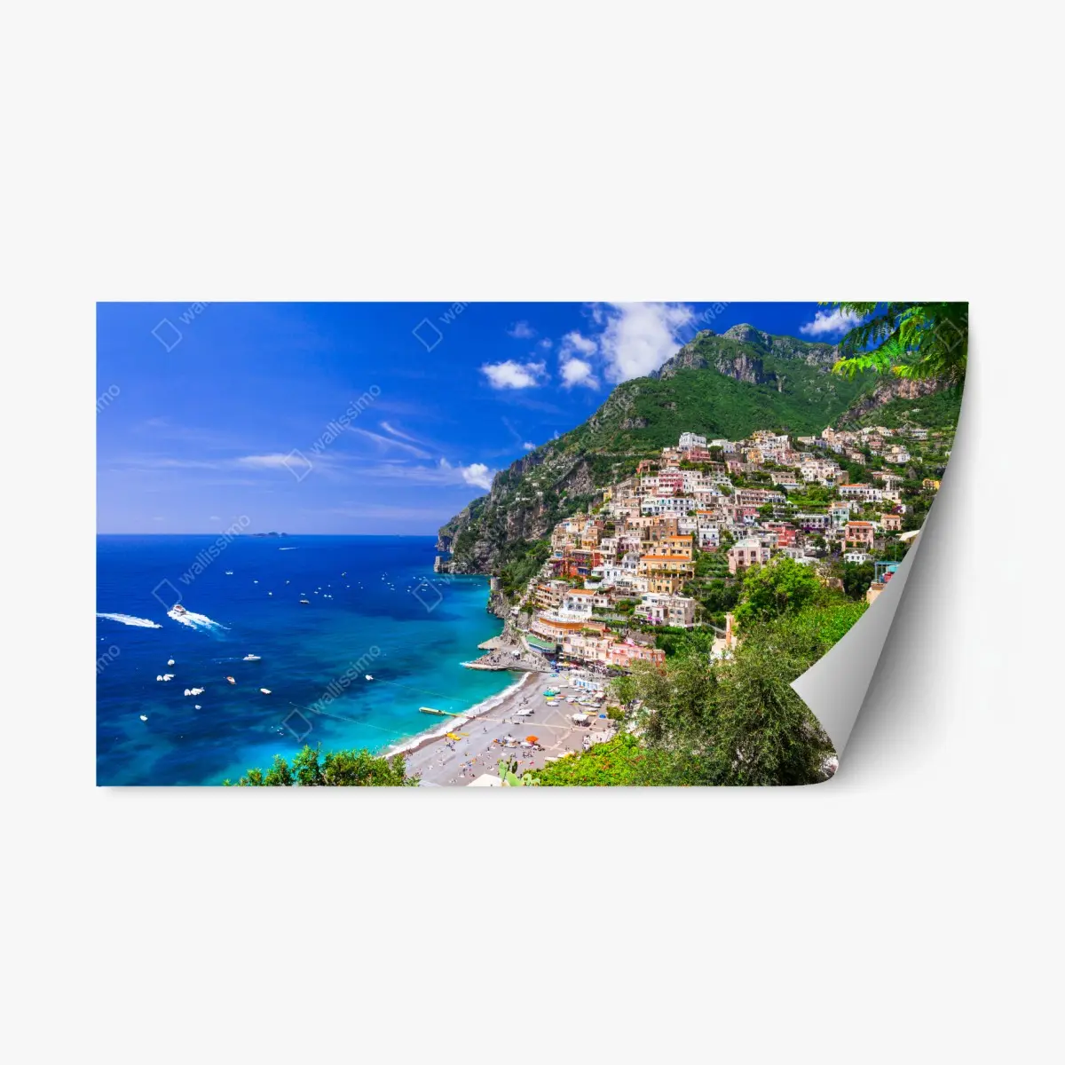 Adesivo riposizionabile vista panoramica di Positano sulla Costiera Amalfitana • Wallissimo®