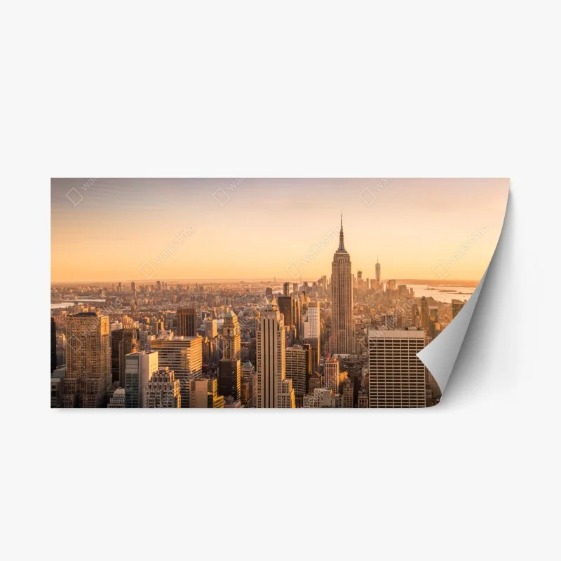 Adesivo riposizionabile skyline di New York al tramonto dorato