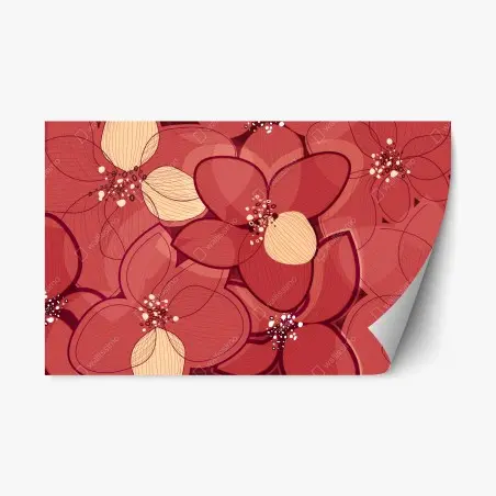Adesivo riposizionabile motivo floreale rosso elegante • Wallissimo®