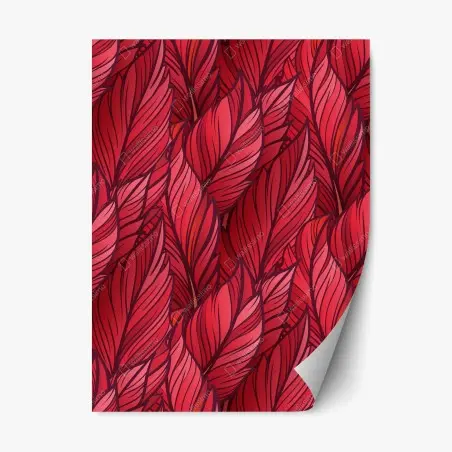 Adesivo riposizionabile motivo di foglie rosse stilizzate • Wallissimo®