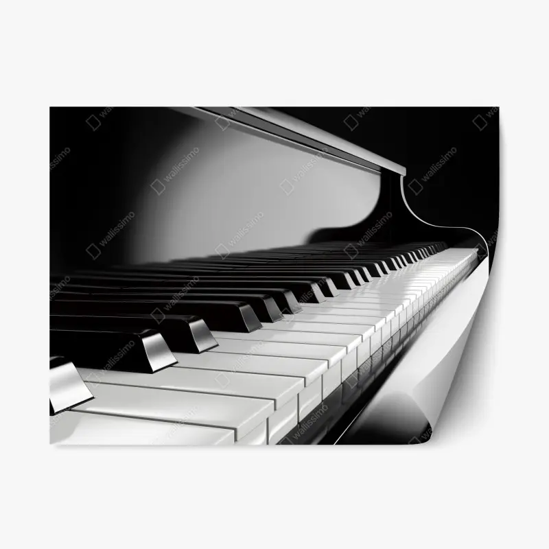 Adesivo riposizionabile eleganza in bianco e nero: tastiera di pianoforte • Wallissimo®