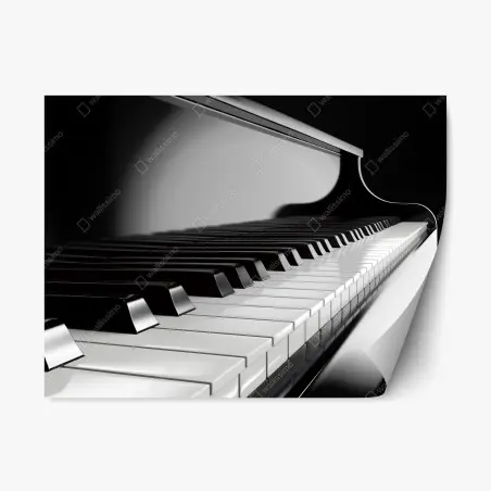Adesivo riposizionabile eleganza in bianco e nero: tastiera di pianoforte • Wallissimo®