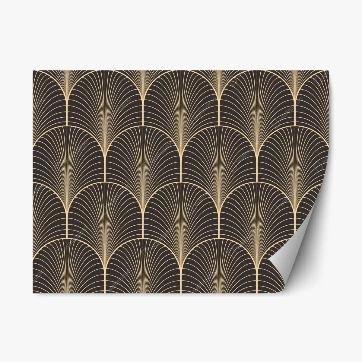 Adesivo riposizionabile motivo art déco dorato su sfondo nero • Wallissimo® Adesivo riposizionabile motivo art déco dorato su sfondo nero • Wallissimo®