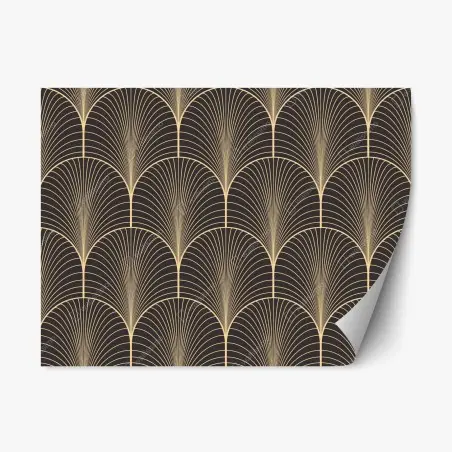 Adesivo riposizionabile motivo art déco dorato su sfondo nero • Wallissimo®