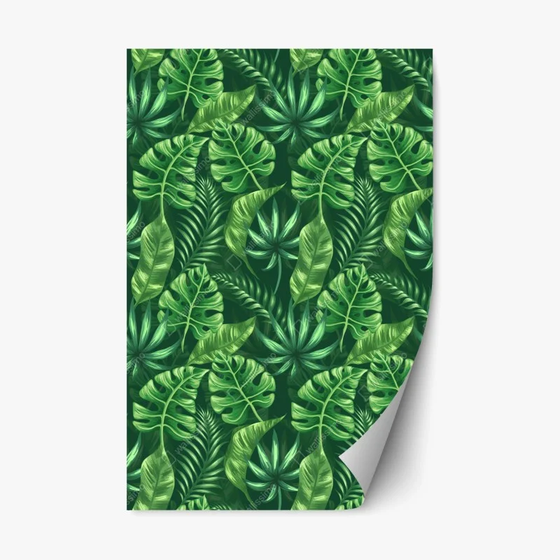 Adesivo riposizionabile pattern botanico tropicale verde
