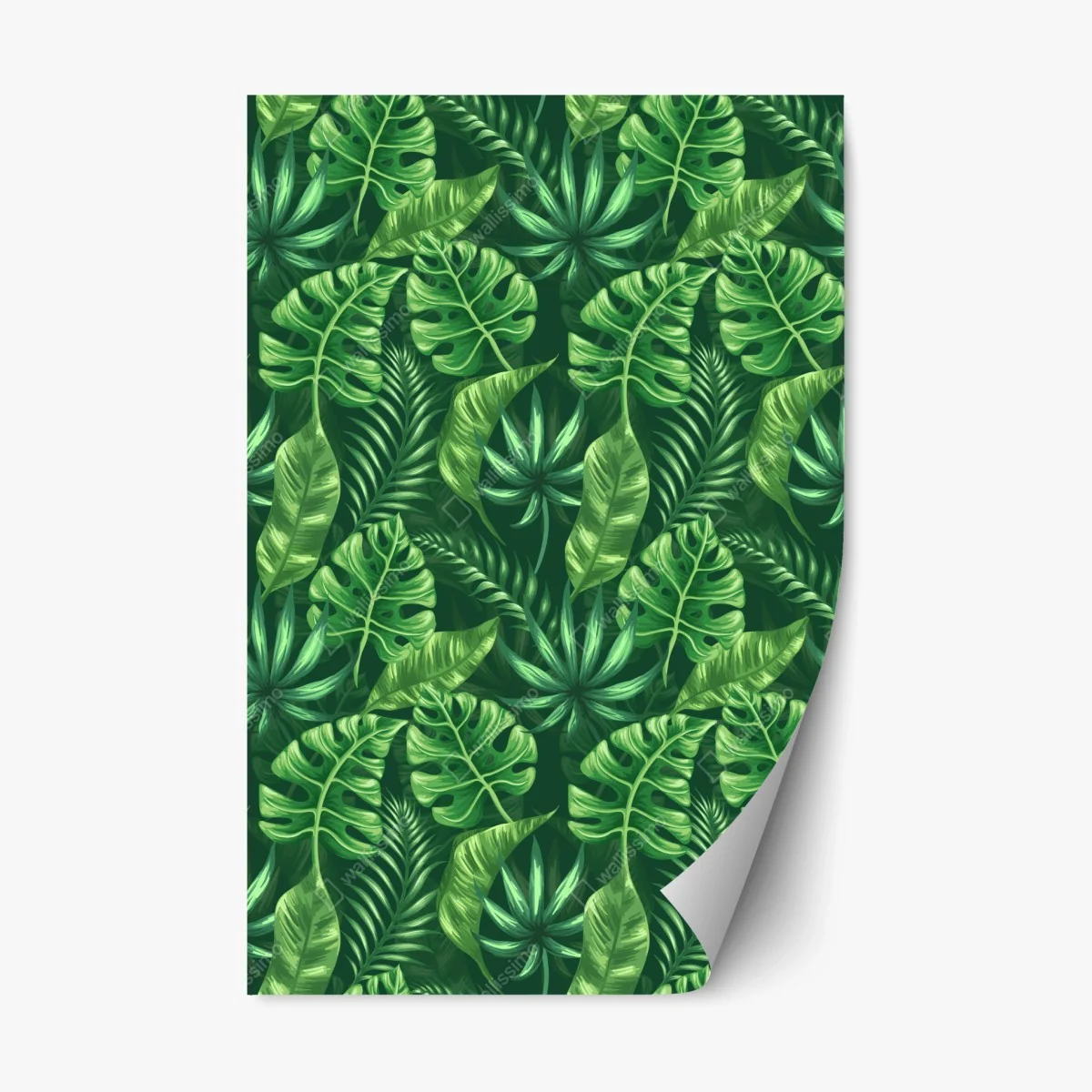 Adesivo riposizionabile pattern botanico tropicale verde • Wallissimo® Adesivo riposizionabile pattern botanico tropicale verde • Wallissimo®