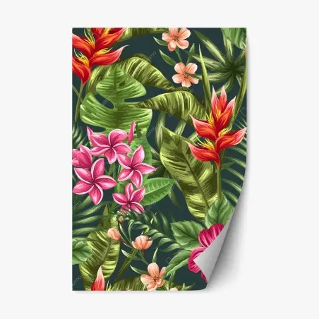 Adesivo riposizionabile motivo tropicale floreale acquerellato • Wallissimo®