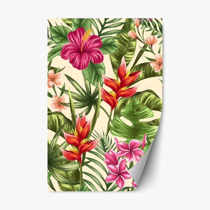 Adesivo riposizionabile motivo tropicale fiorito