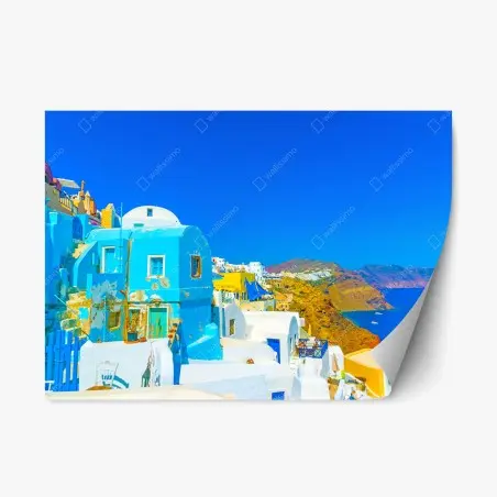 Adesivo riposizionabile vista pittoresca di Oia, Santorini • Wallissimo®