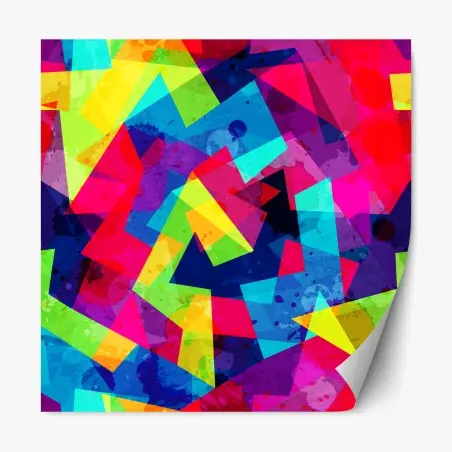 Adesivo riposizionabile esplosione geometrica di colori • Wallissimo®