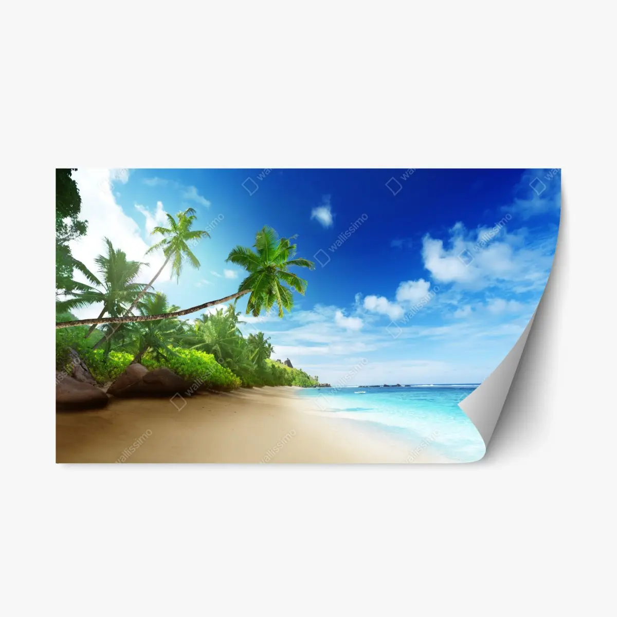 Adesivo riposizionabile tramonto tropicale a Mahe, Seychelles • Wallissimo®