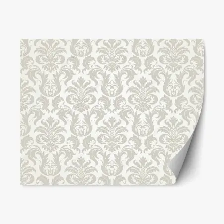 Adesivo riposizionabile elegante motivo damascato beige e crema • Wallissimo®