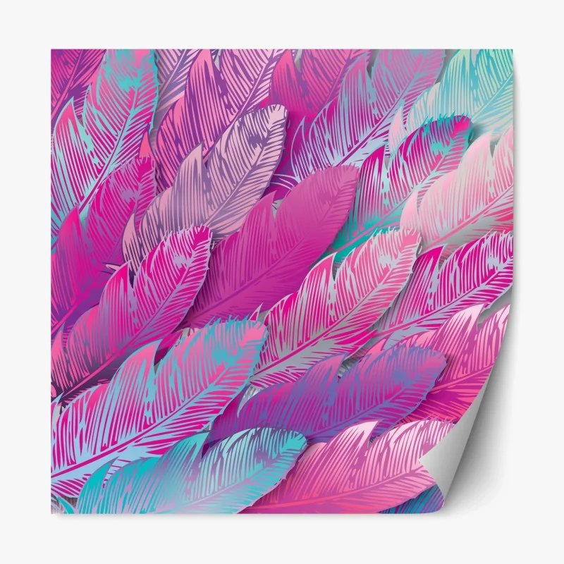 Adesivo riposizionabile mosaico di piume iridescenti