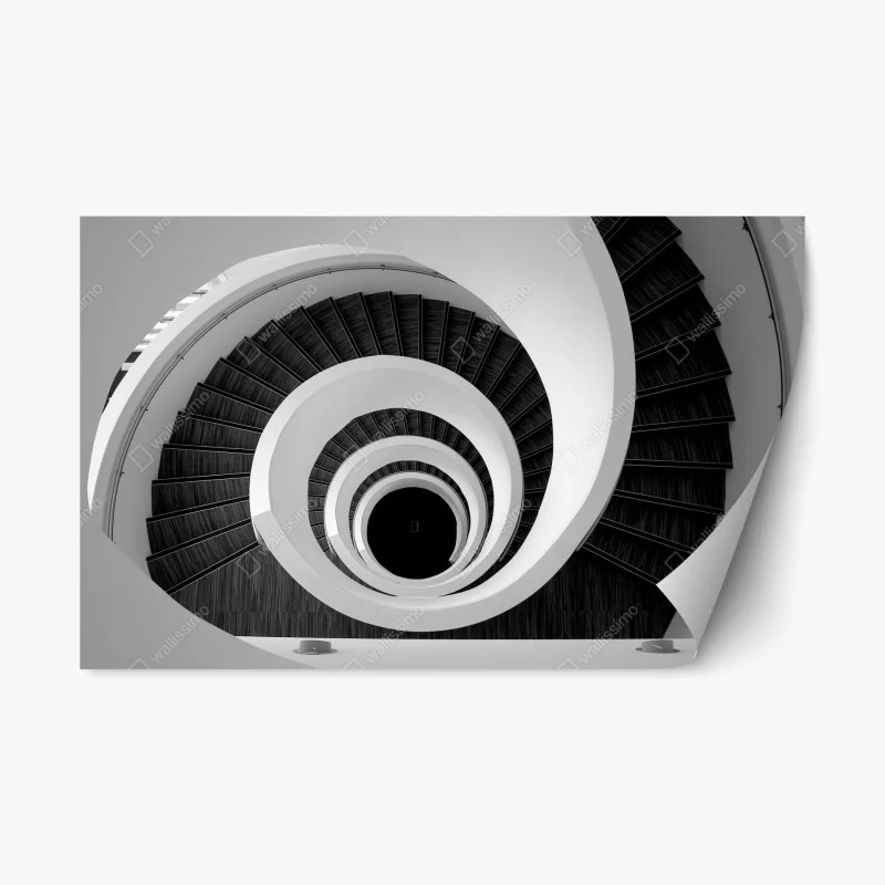 Adesivo riposizionabile spirale architettonica in bianco e nero