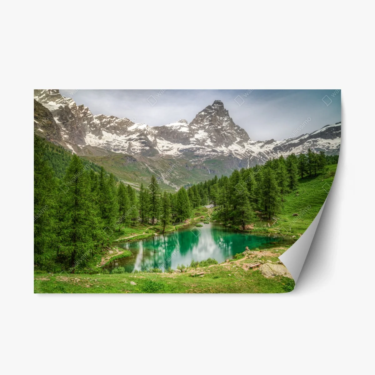 Adesivo riposizionabile panorama alpino del Lago Blu a Cervinia • Wallissimo® Adesivo riposizionabile panorama alpino del Lago Blu a Cervinia • Wallissimo®