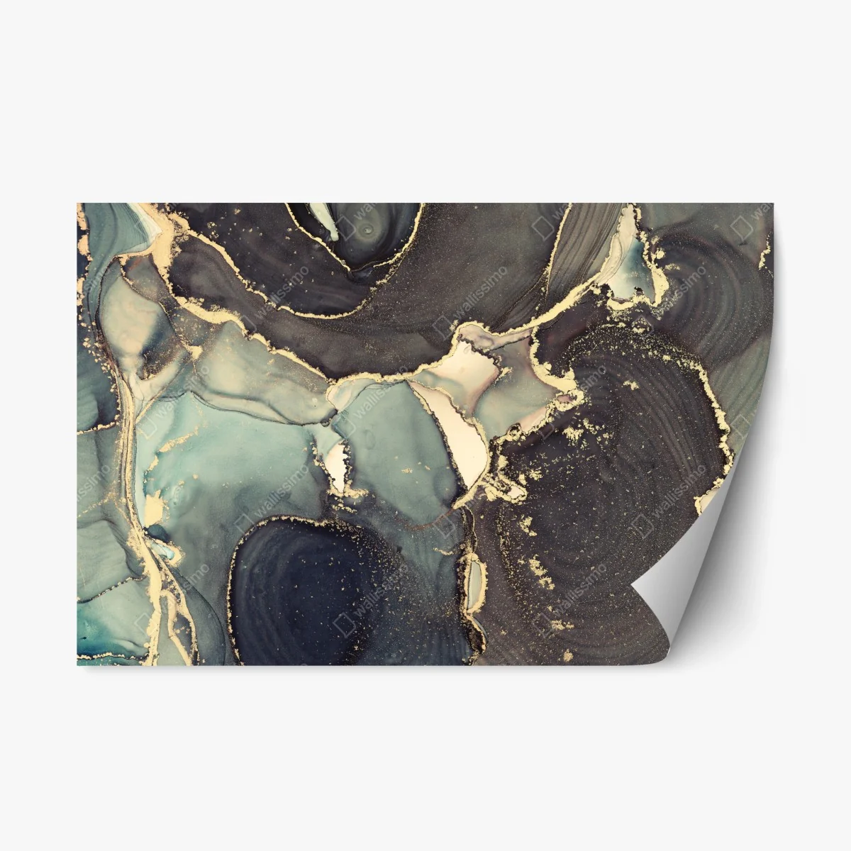 Adesivo riposizionabile marea dorata: astratto fluido in inchiostro alcolico • Wallissimo® Adesivo riposizionabile marea dorata: astratto fluido in inchiostro alcolico • Wallissimo®