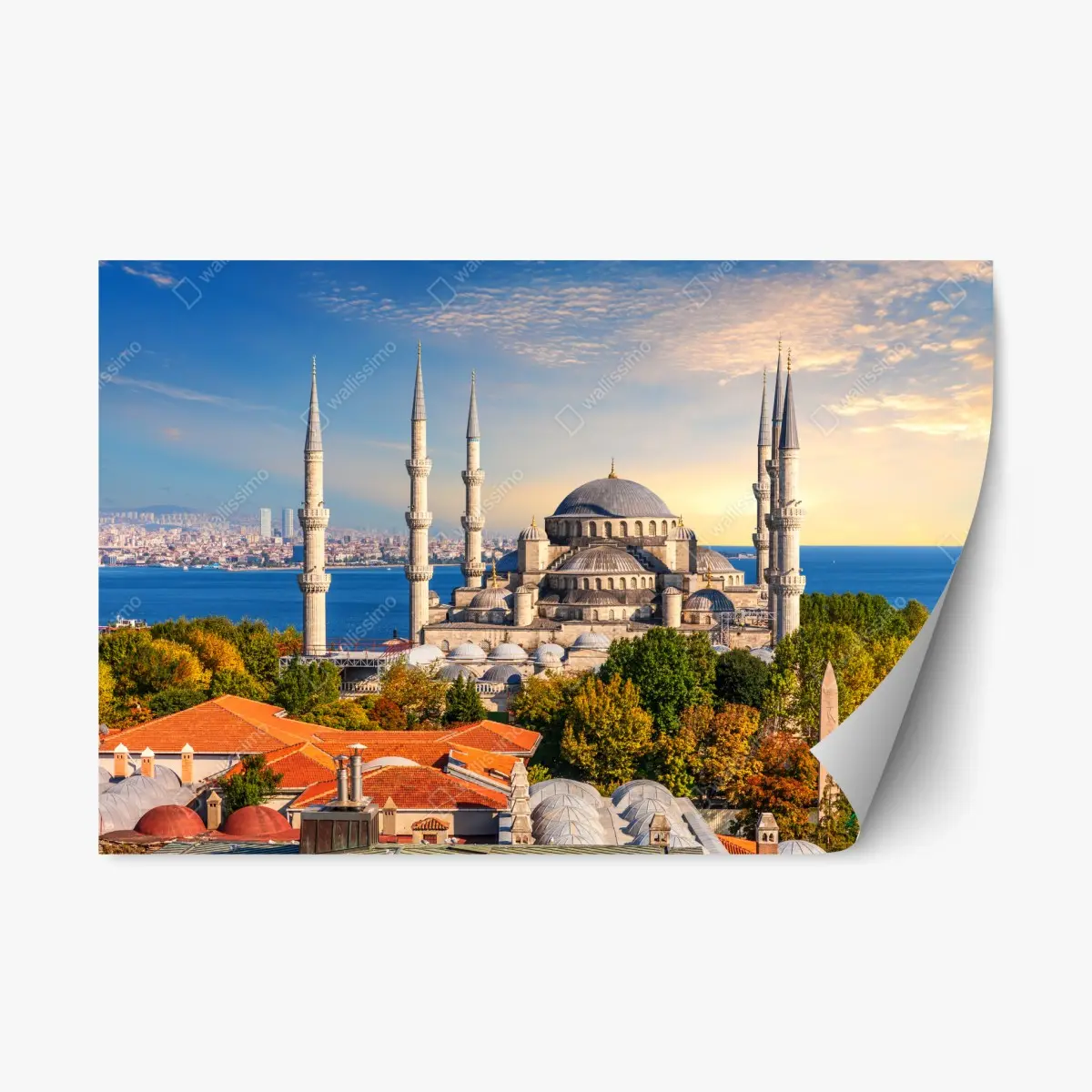 Adesivo riposizionabile tramonto sulla Moschea Blu di Istanbul • Wallissimo®