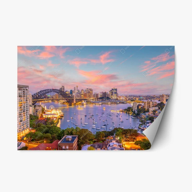 Adesivo riposizionabile tramonto sul porto di Sydney