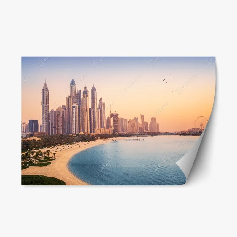 Adesivo riposizionabile orizzonte urbano al tramonto a Dubai