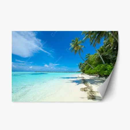 Adesivo riposizionabile paradiso tropicale alle Maldive • Wallissimo®