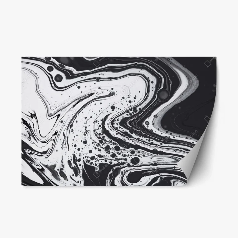 Adesivo riposizionabile arte astratta marmorizzata in bianco e nero