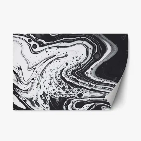 Adesivo riposizionabile arte astratta marmorizzata in bianco e nero • Wallissimo®