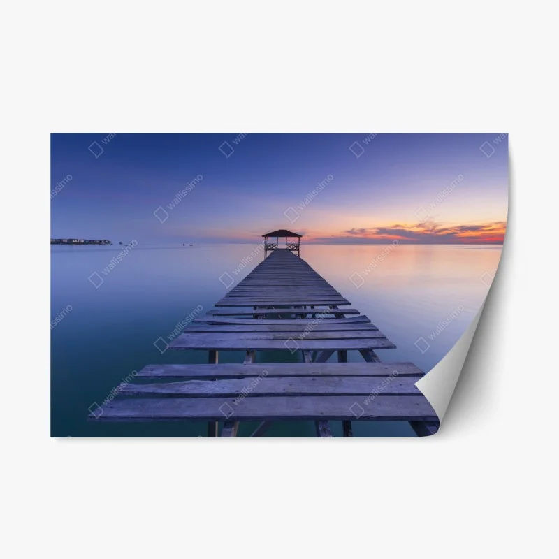 Adesivo riposizionabile pontile verso l'orizzonte al tramonto