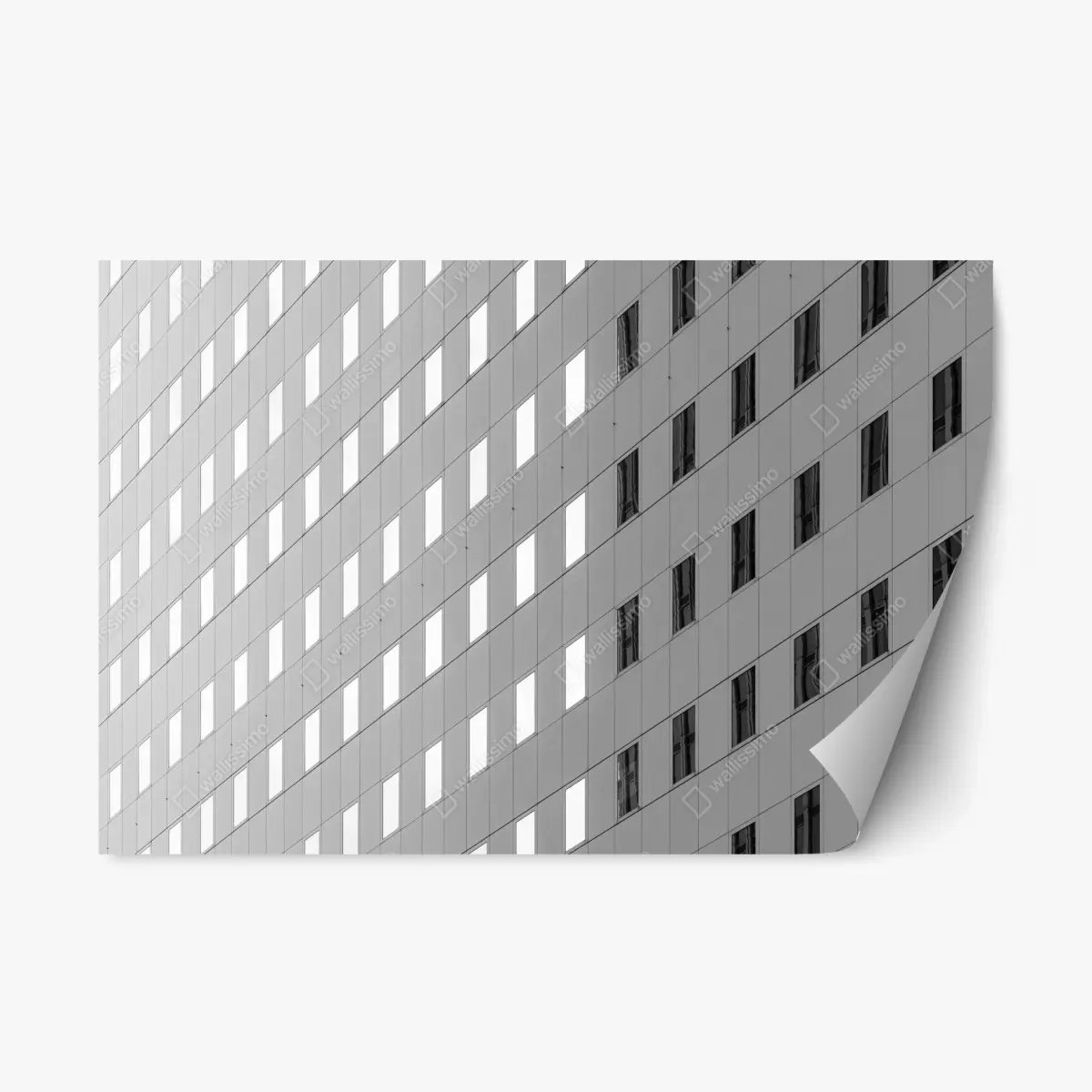 Adesivo riposizionabile geometria urbana: facciata in bianco e nero • Wallissimo®