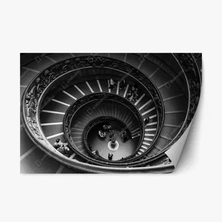 Adesivo riposizionabile spirale architettonica in bianco e nero • Wallissimo®
