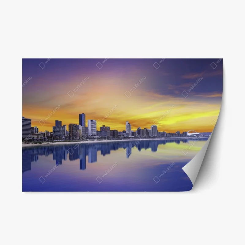 Adesivo riposizionabile panorama costiero al tramonto di Durban