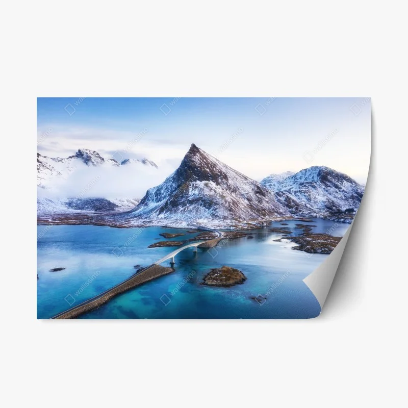 Adesivo riposizionabile panorama aereo delle Lofoten al tramonto