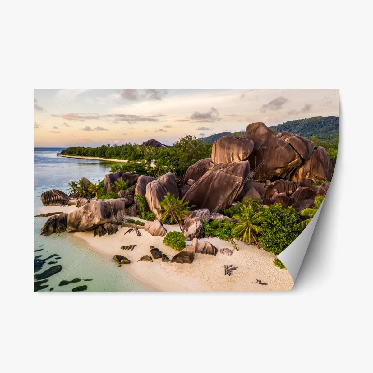 Adesivo riposizionabile spiaggia di Anse d'Argent, La Digue • Wallissimo®