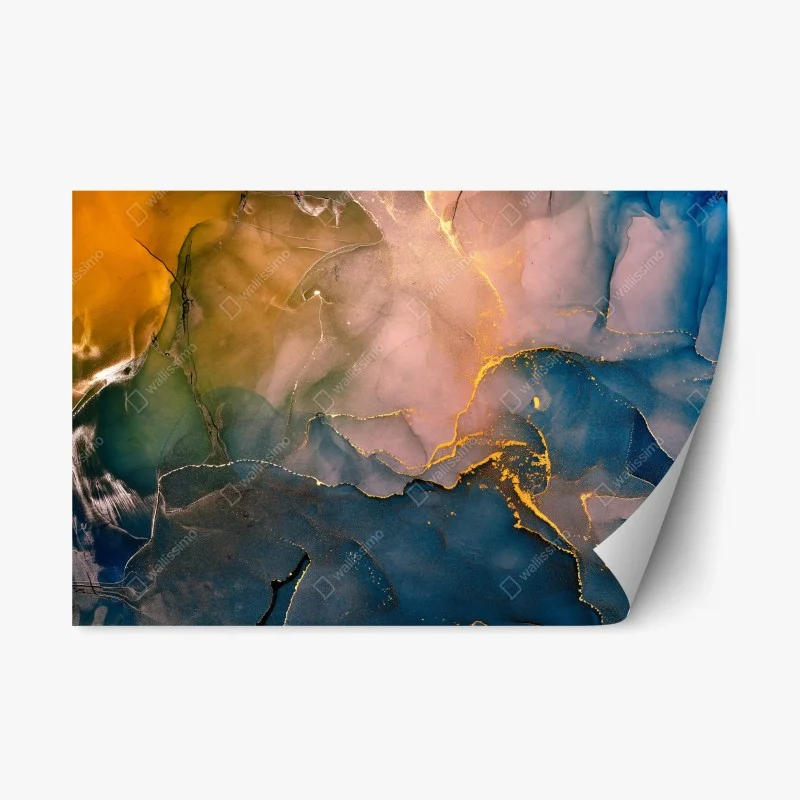 Adesivo riposizionabile marmo fluido: onde d'oro sull'oceano