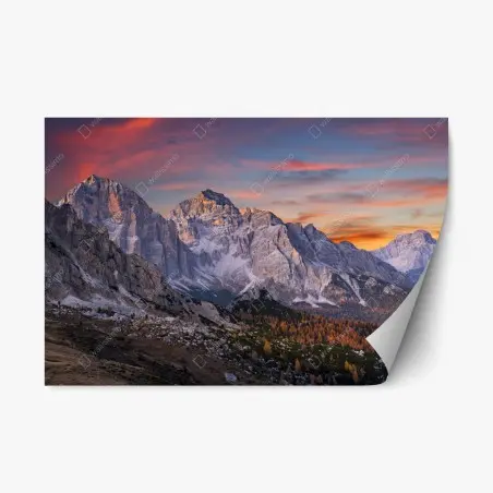 Adesivo riposizionabile vette d'autunno al tramonto • Wallissimo®