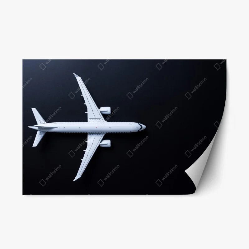 Adesivo riposizionabile silhouette di aereo minimalista su sfondo scuro