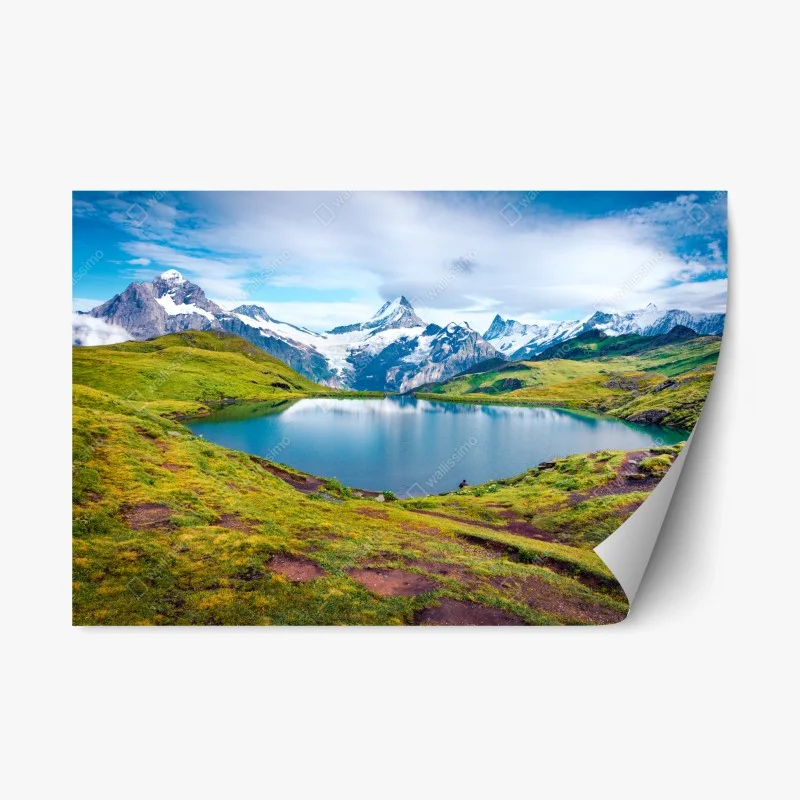 Adesivo riposizionabile panorama del lago Bachalpsee e del Schreckhorn