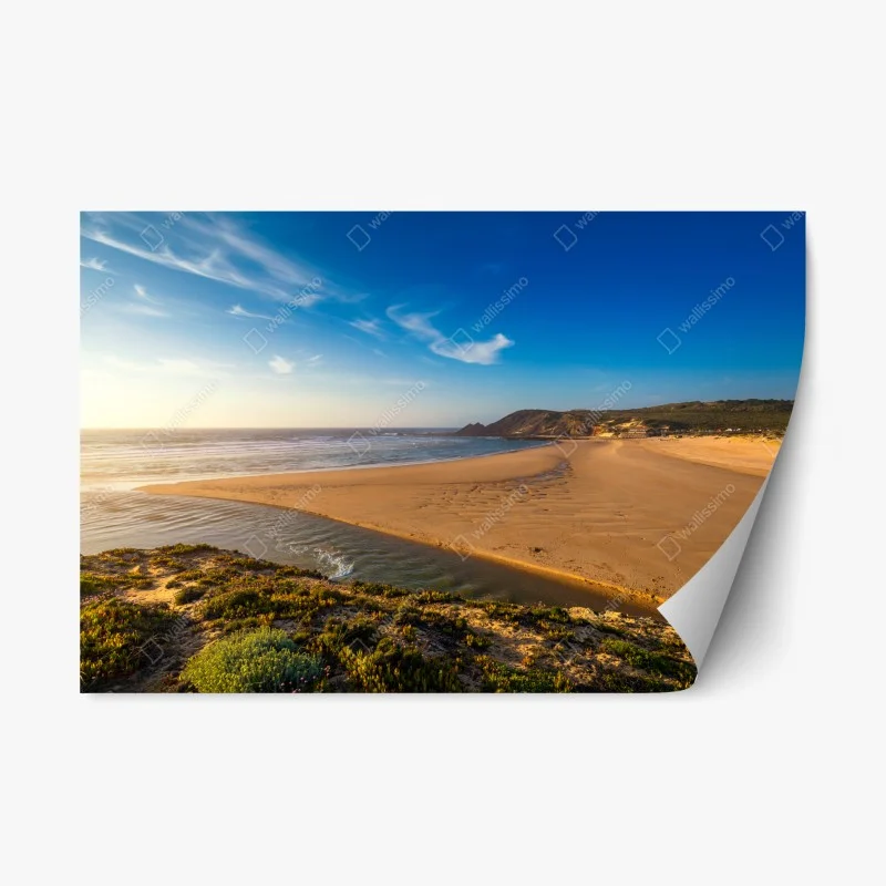 Adesivo riposizionabile panorama dorato di Praia da Amoreira, Algarve