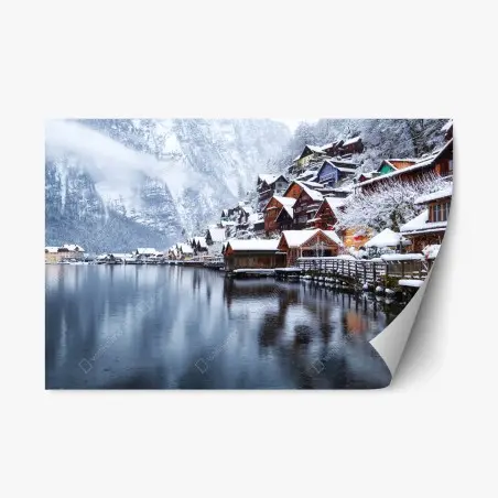 Adesivo riposizionabile paesaggio da sogno di Hallstatt • Wallissimo®
