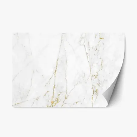 Adesivo riposizionabile marmo bianco con venature dorate • Wallissimo®