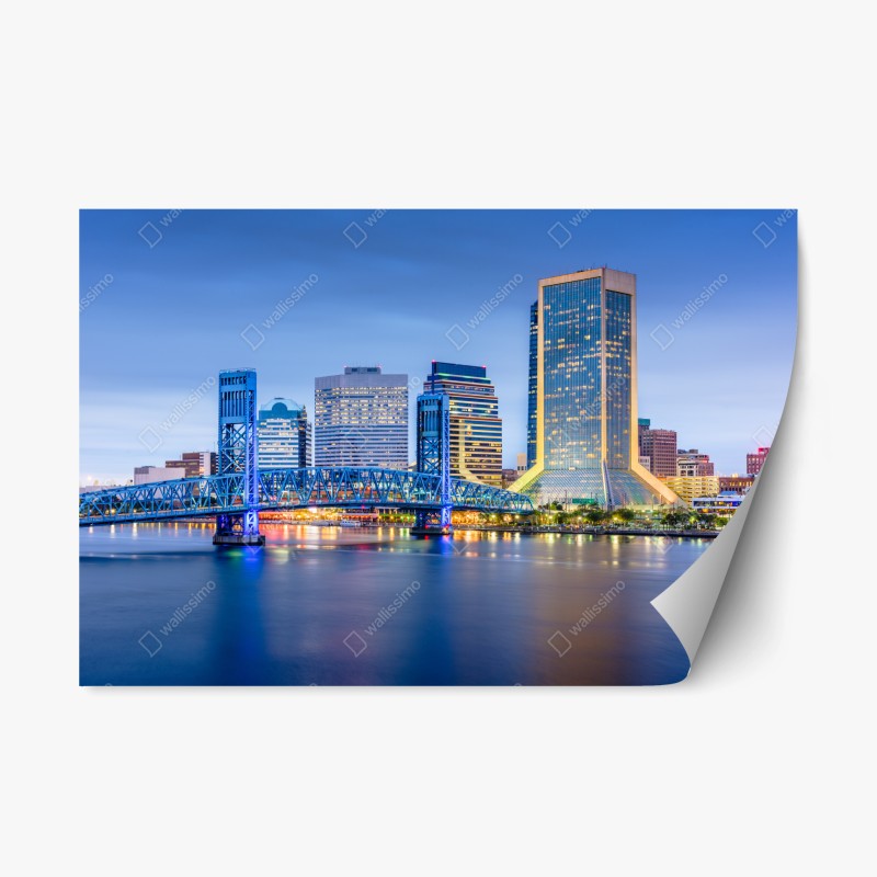 Adesivo riposizionabile profilo urbano di Jacksonville al crepuscolo