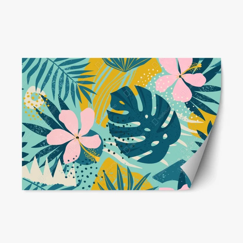 Adesivo riposizionabile motivo tropicale dai toni vivaci