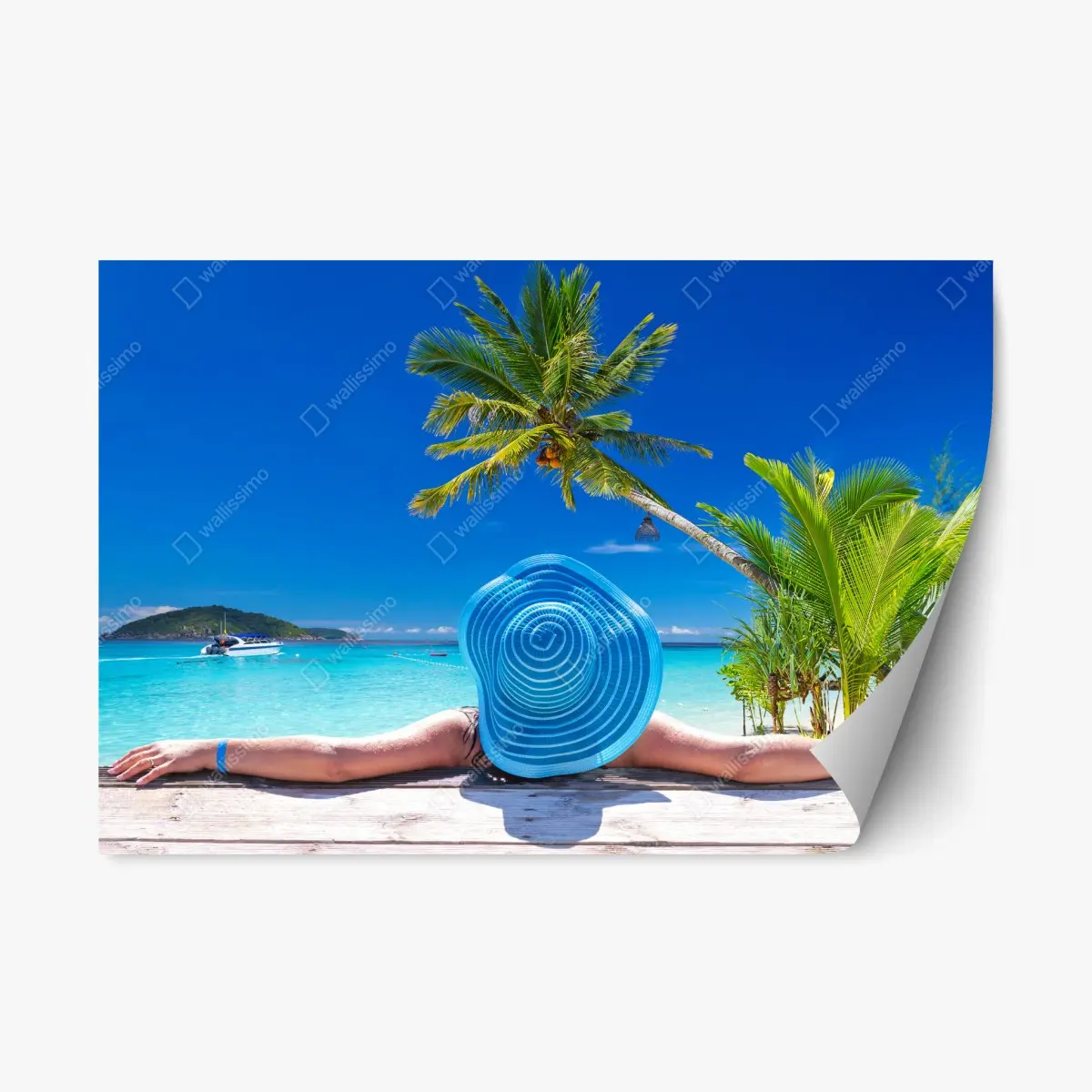 Adesivo riposizionabile sogno tropicale vista mare • Wallissimo®