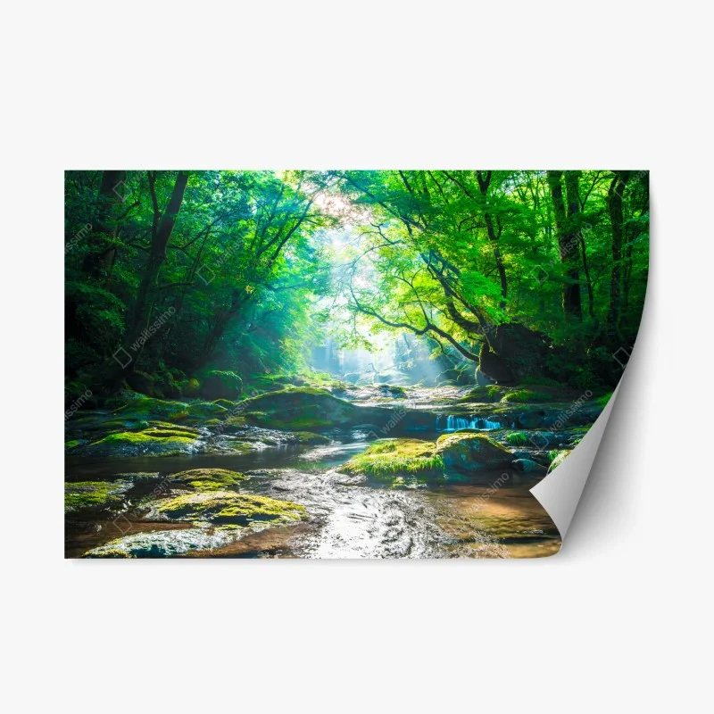 Adesivo riposizionabile rifugio verde sul ruscello